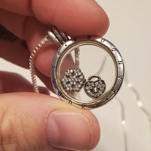 Authentic Pandora - Floating Locket Necklace (little charms included)